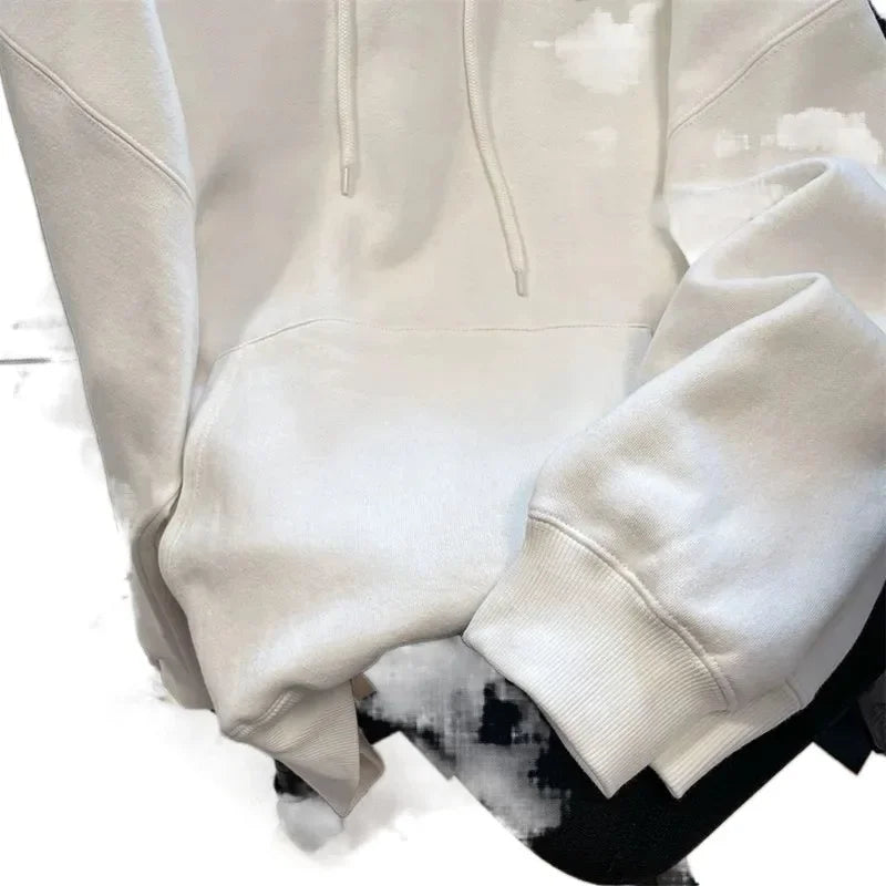 Plus-Size Fleece-Lined Oversized Hoodie – Korean Lazy-Style Warm Pullover