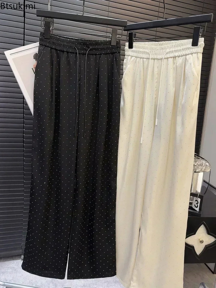 uxury High-Waist Rhinestone Wide-Leg Pants – Elegant Casual 2025-HighTouch