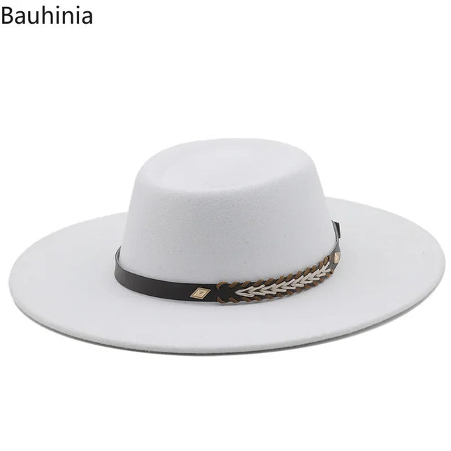 British-Style Wide-Brim Felt Fedora – Adjustable Luxury Jazz & Wedding Hat