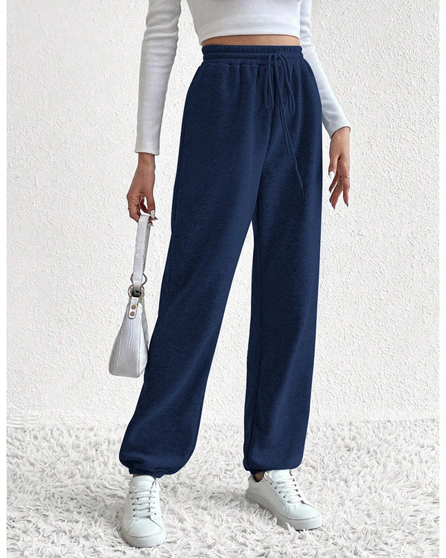Mia Muse High-Waist Ankle Sporty Pants – All‑Season Solid Casual Trousers
