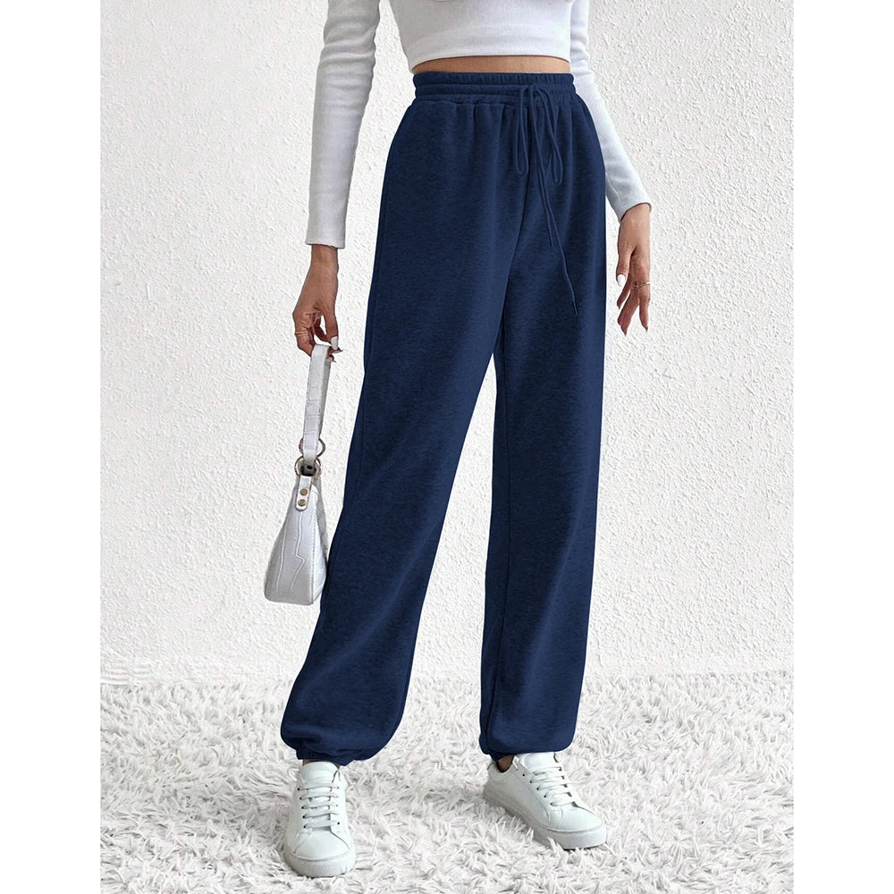 Mia Muse High-Waist Ankle Sporty Pants – All‑Season Solid Casual Trousers-HighTouch