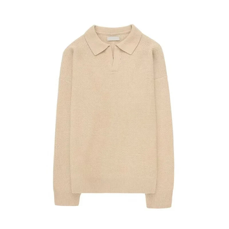 Vintage Y2K V-Neck Pullover Sweater Men-HighTouch