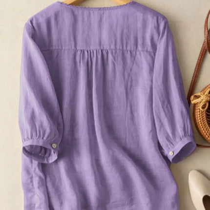 Vintage Lace Crochet Blouse – Elegant 3/4 Sleeve Embroidered Top