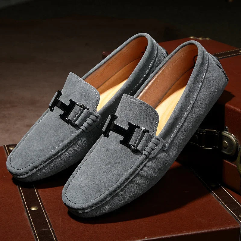 Classic Suede Leather Loafers – Men’s Breathable Soft Slip-On Shoes