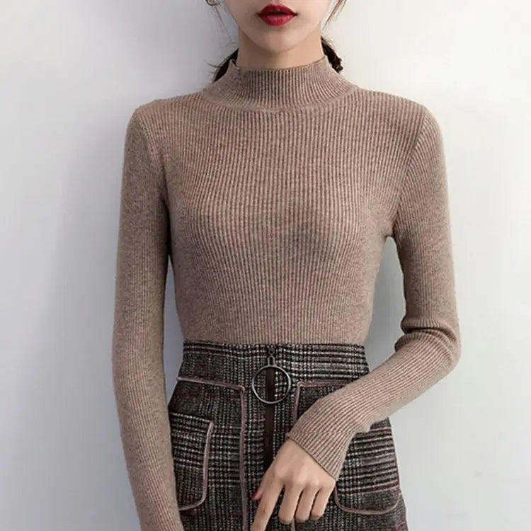 Women’s Stretch Knit Pullover Sweater – Slim Fit Casual Top-HighTouch