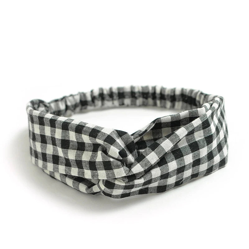 Vintage Boho Printed Cross Turban Headband – Wide Stretchy Fabric Band