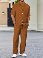 Men’s Summer Business Casual Set – Classic Shirt & Trousers-HighTouch