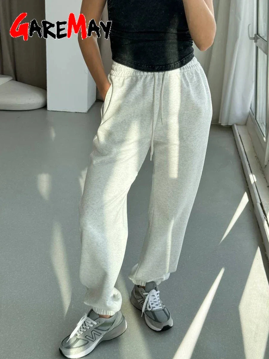 High-Waist Oversized Cotton Sweatpants Women