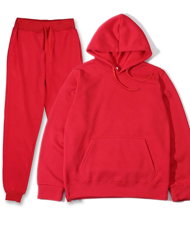 Men’s Solid Color Hoodie & Jogger Tracksuit Set
