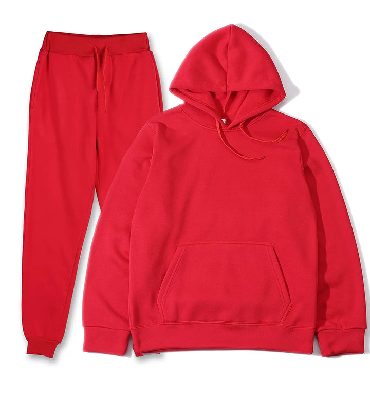 Men’s Solid Color Hoodie & Jogger Tracksuit Set-HighTouch
