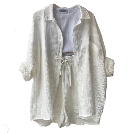 Effortless Summer Two-Piece Muslin Suit Set – Chic, Lightweight & Polished
