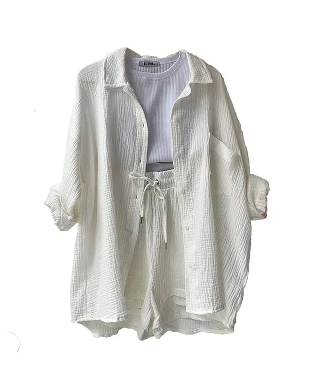 Effortless Summer Two-Piece Muslin Suit Set – Chic, Lightweight & Polished