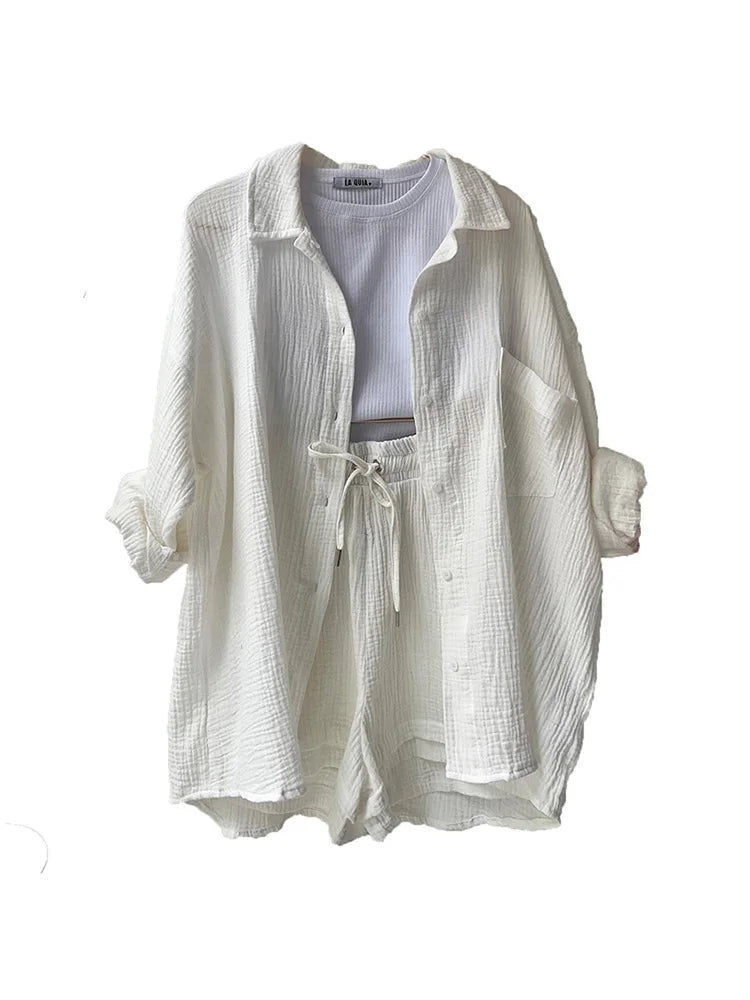 Effortless Summer Two-Piece Muslin Suit Set – Chic, Lightweight & Polished