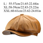 Oversize Cowhide Leather Octagonal Newsboy Hat – XXL 62 cm-HighTouch