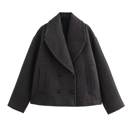Wool-Collar Double-Breasted Women's Coat – Tailored Autumn Statement