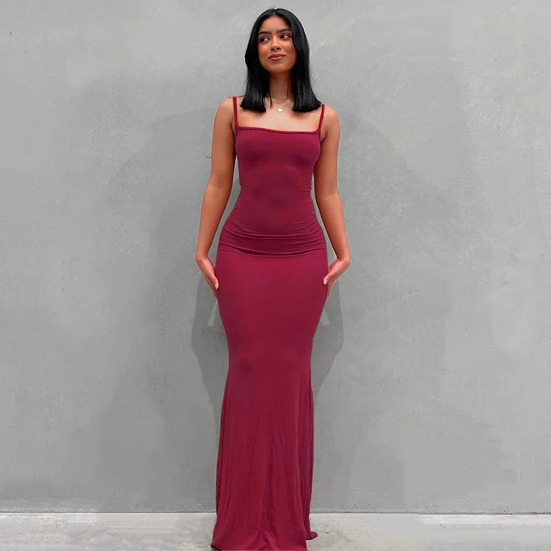 Sexy Spaghetti-Strap Black Trumpet Maxi Dre-HighTouch