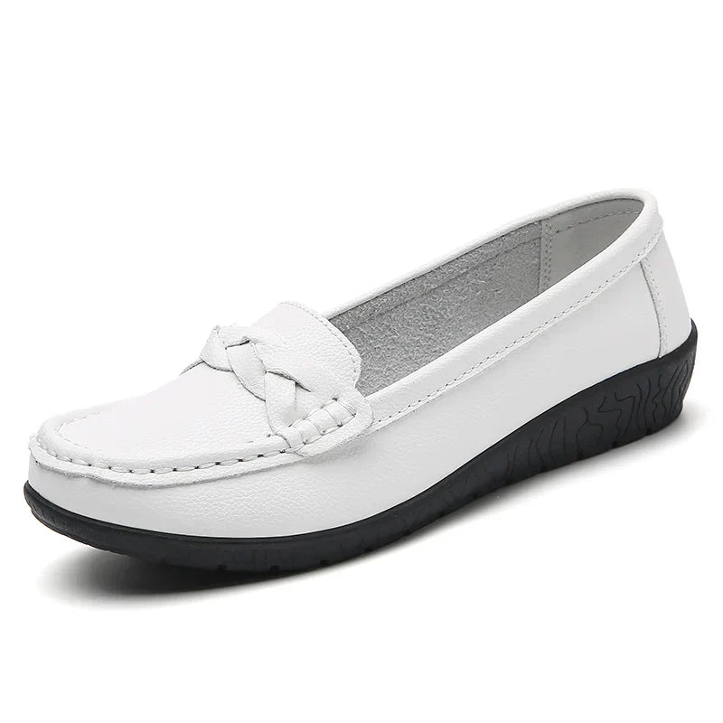 Diana - Genuine Leather Moccasin Loafers ~ Big Size-HighTouch