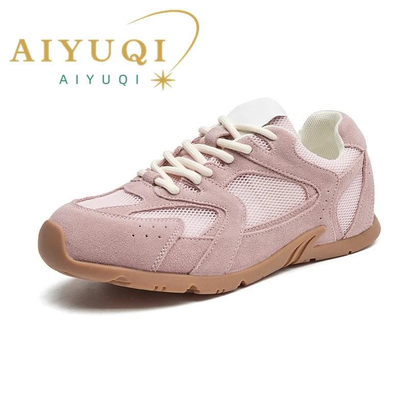 Women’s Genuine Leather Retro German Trainers Shoes-HighTouch