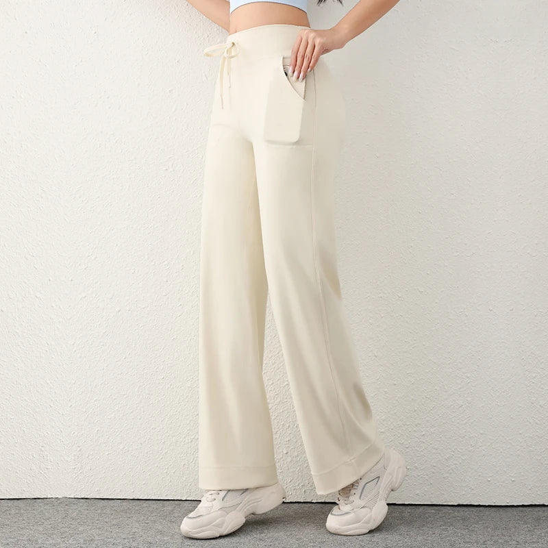 Wide-Leg Drawstring Sweatpants for Women-HighTouch