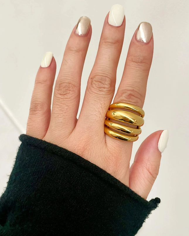 Gold Colour Dome Ring hunky Statement Ring UK