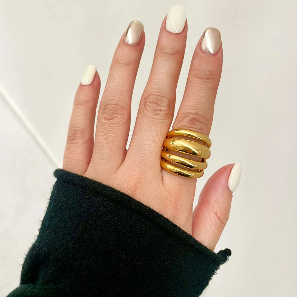 Gold Colour Dome Ring hunky Statement Ring UK