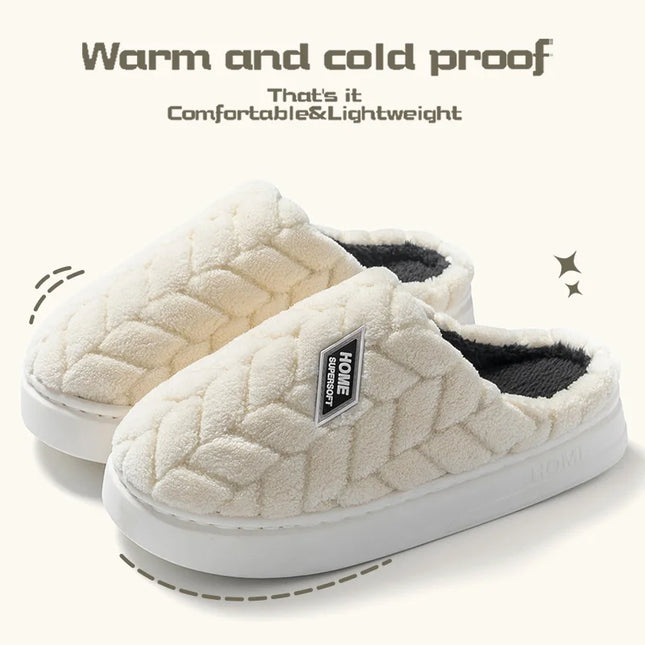 Cotton Plush Women’s Indoor Slippers – Anti-Slip Soft-Bottom Warm Winter Home Footwear