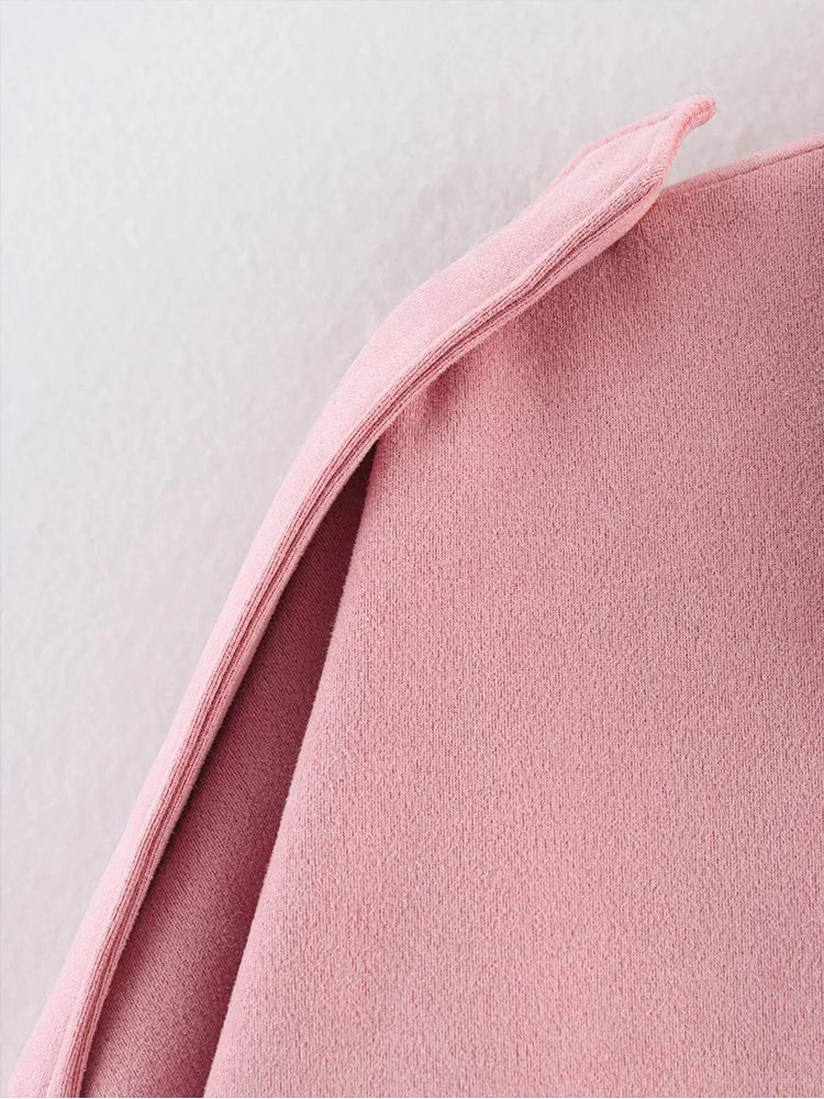 Women Oversized Suede Bomber Jacket Casual Zip Up-HighTouch