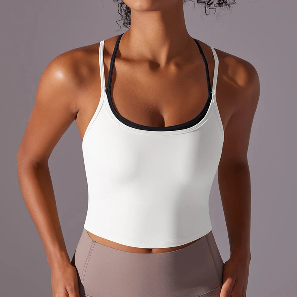 Backless Push-Up Yoga Top – Seamless Padded Workout Top Dames Push Up sport