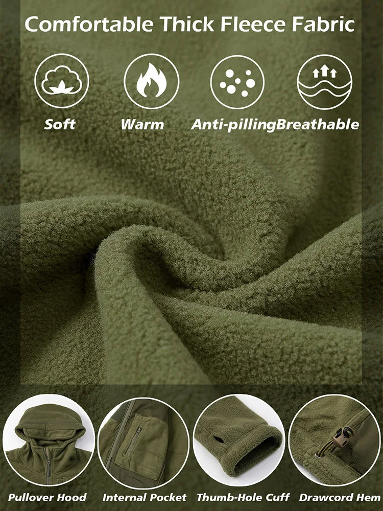 Tactisch Gewatteerd Jack met Kap voor Heren – Warme Militaire Winterjas met Meerdere Zakjes