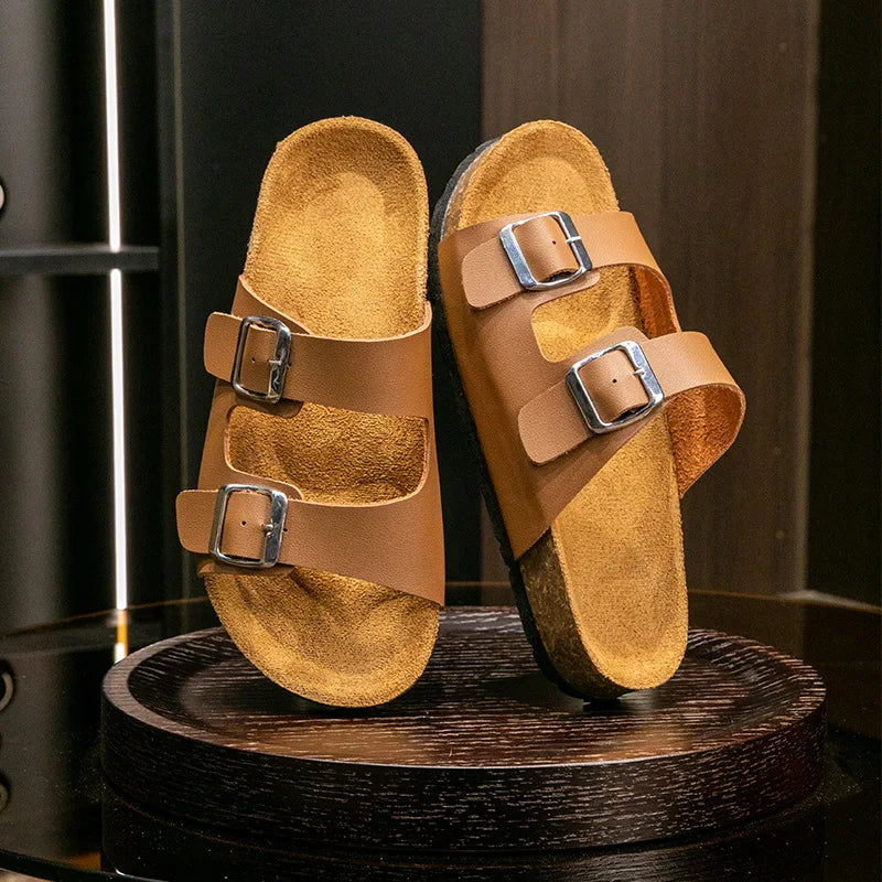 Women's Classic Cork Sandals with Adjustable Buckles – Summer Comfort Slides