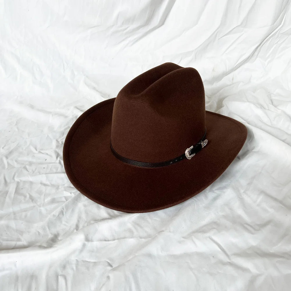Classic Vintage Western Cowboy Hat – Leather Wide Brim Adjustable