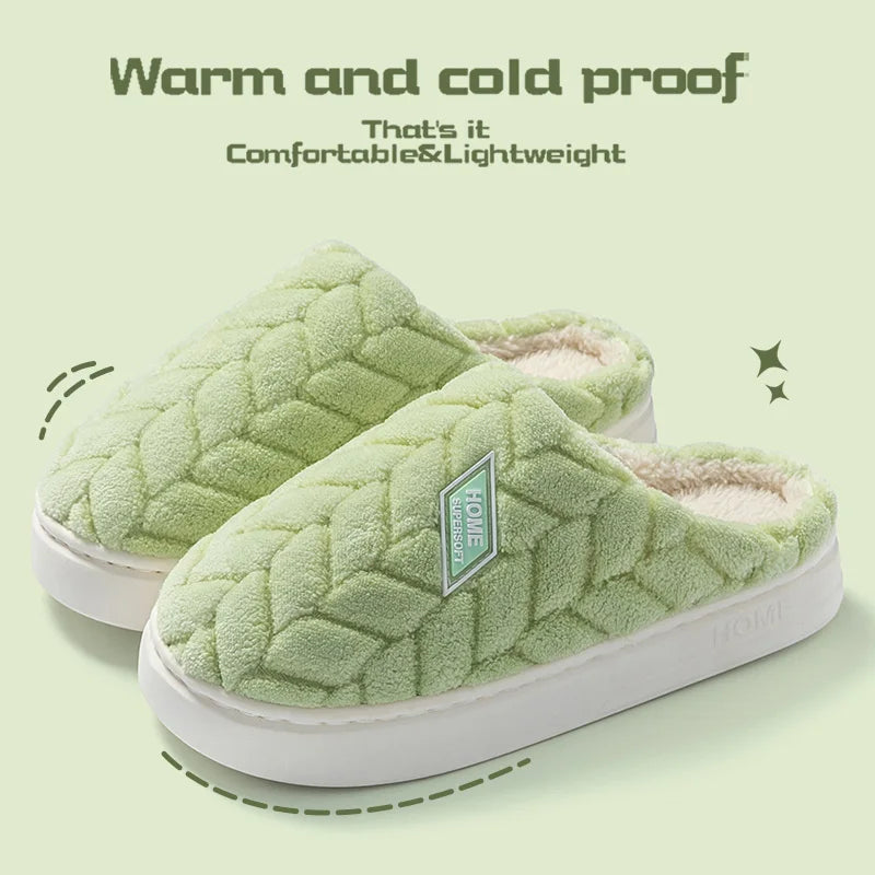 Cotton Plush Women’s Indoor Slippers – Anti-Slip Soft-Bottom Warm Winter Home Footwear