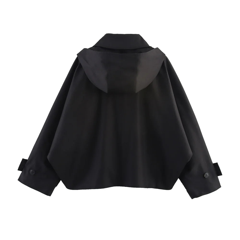 Men’s Hooded Lapel Single-Breasted Short Trench Coat-HighTouch