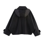 Men’s Hooded Lapel Single-Breasted Short Trench Coat-HighTouch