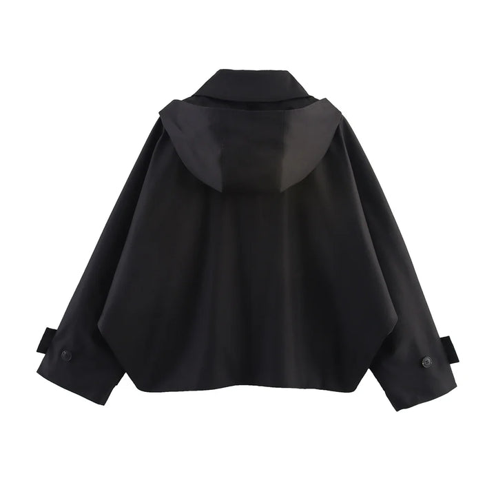 Men’s Hooded Lapel Single-Breasted Short Trench Coat-HighTouch