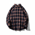 Oversized Vintage Plaid Shirt Men – Thick Long-Sleeve Streetwear Blouse-HighTouch