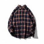 Oversized Vintage Plaid Shirt Men – Thick Long-Sleeve Streetwear Blouse-HighTouch