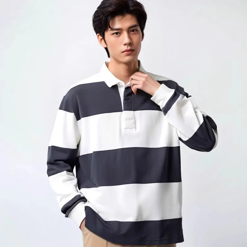 Collaborative Stripe Long-Sleeve Tee – Loose Fit Street Casual