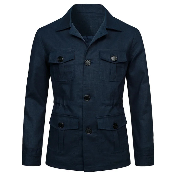 Retro British Linen Safari Jacket for Men-HighTouch