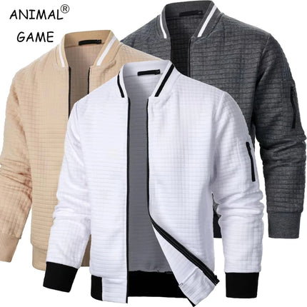 Men’s Solid Baseball Zipper Jacket