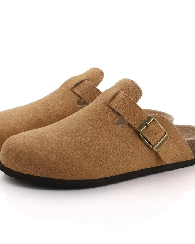 Women’s Cork Slippers with Arch Support – Comwarm Suede Non-Slip Clogs