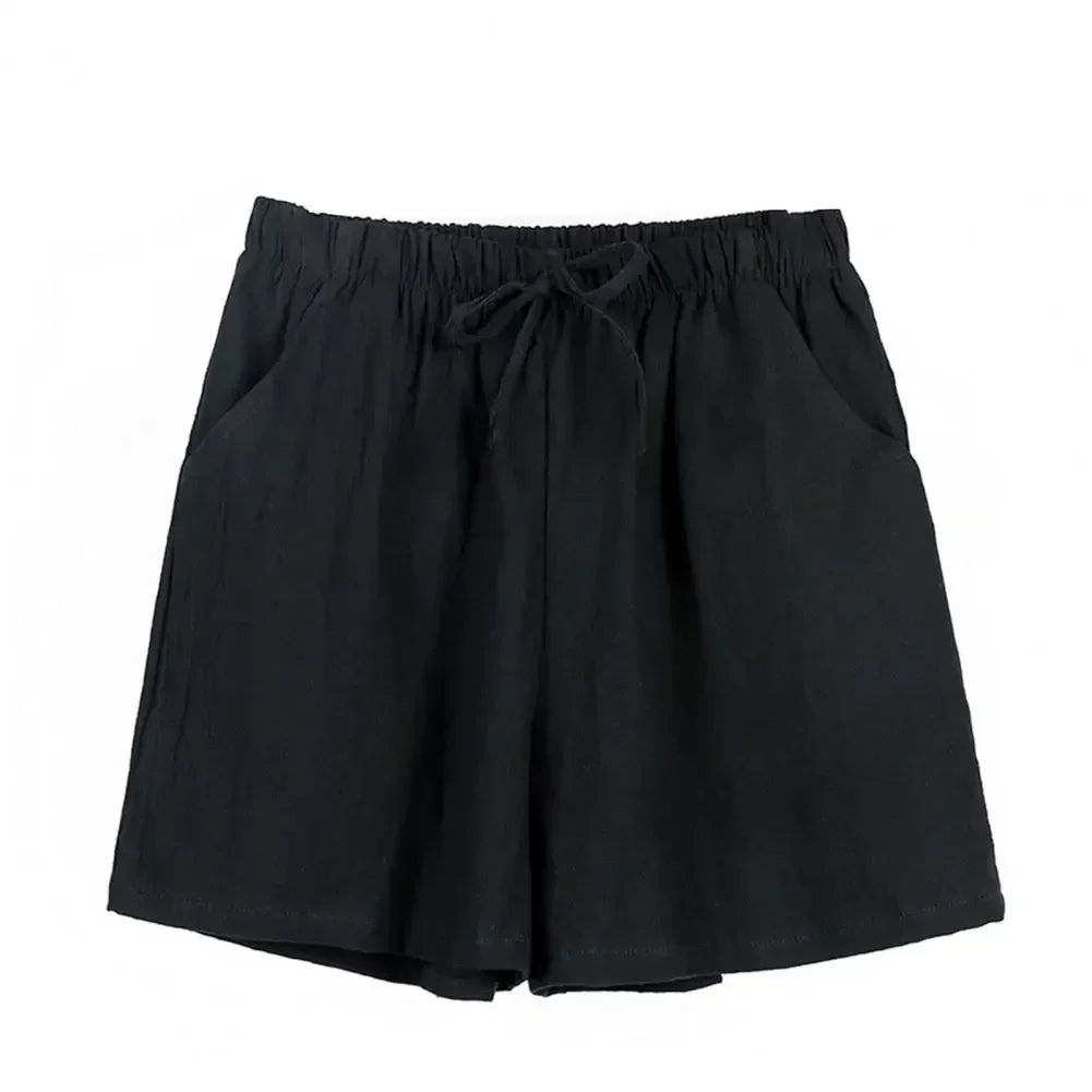 Women’s High-Waist Cotton Linen Shorts-HighTouch