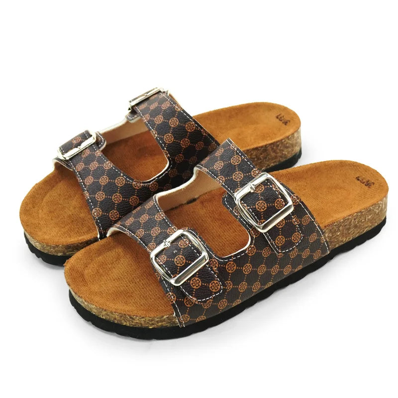 Women's Classic Cork Sandals with Adjustable Buckles – Summer Comfort Slides