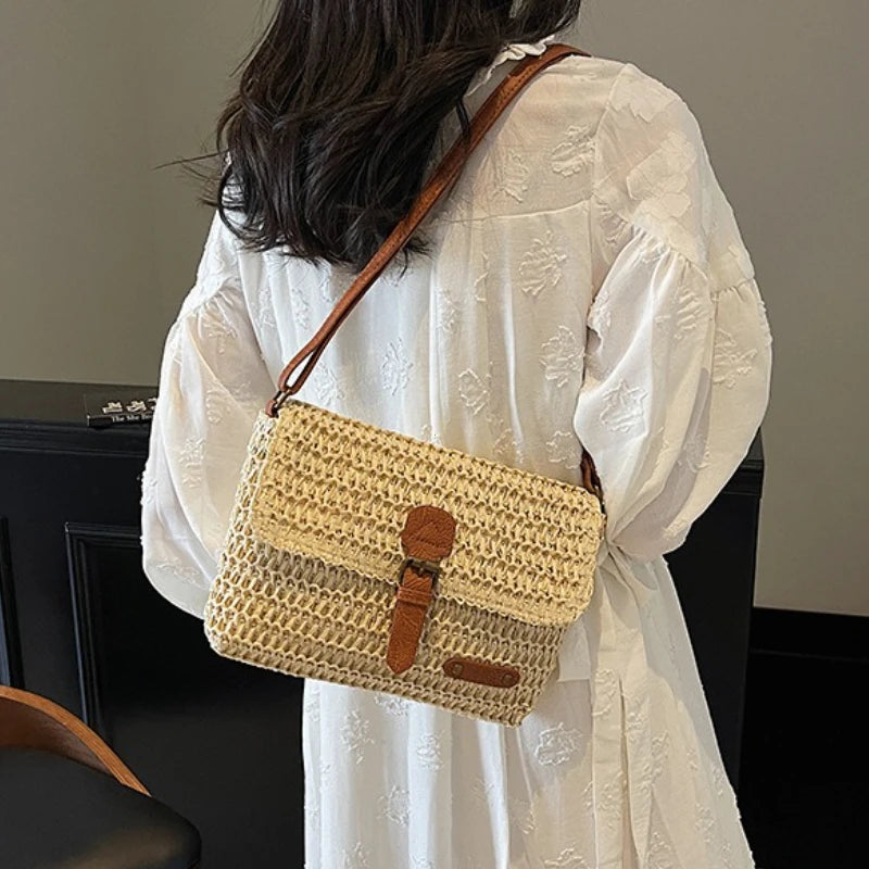 New Fashionable Straw Women's Bag, Trendy Vacation Casual Shoulder Crossbody Bag, Women's Versatile Stylish Straw Women's Bag-HighTouch
