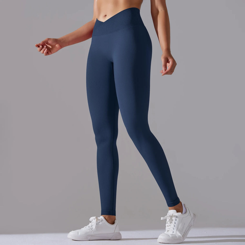 Women’s Seamless High-Waisted Cross-Over Scrunch-Butt Leggings – Lift & Shape-HighTouch