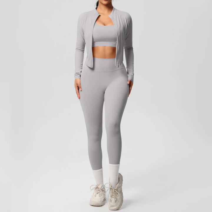 Women Gym Set 3 Piece Workout Outfit Fitness Activewear-HighTouch