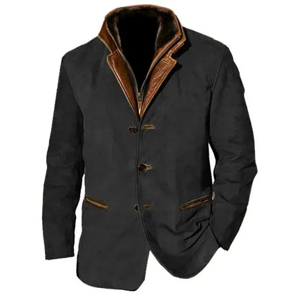 Retro Patchwork Lapel Jacket Men