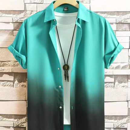 Men’s Gradient 3D Print Short Sleeve Shirt