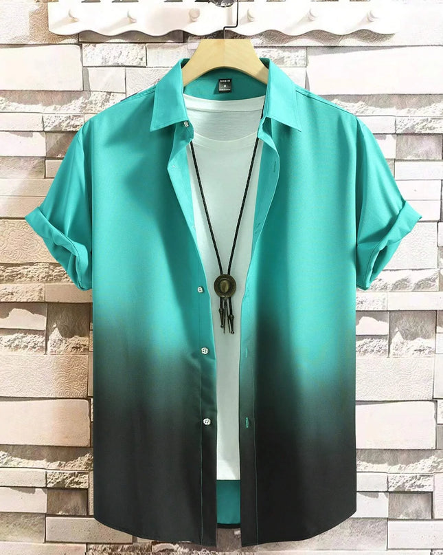 Men’s Gradient 3D Print Short Sleeve Shirt