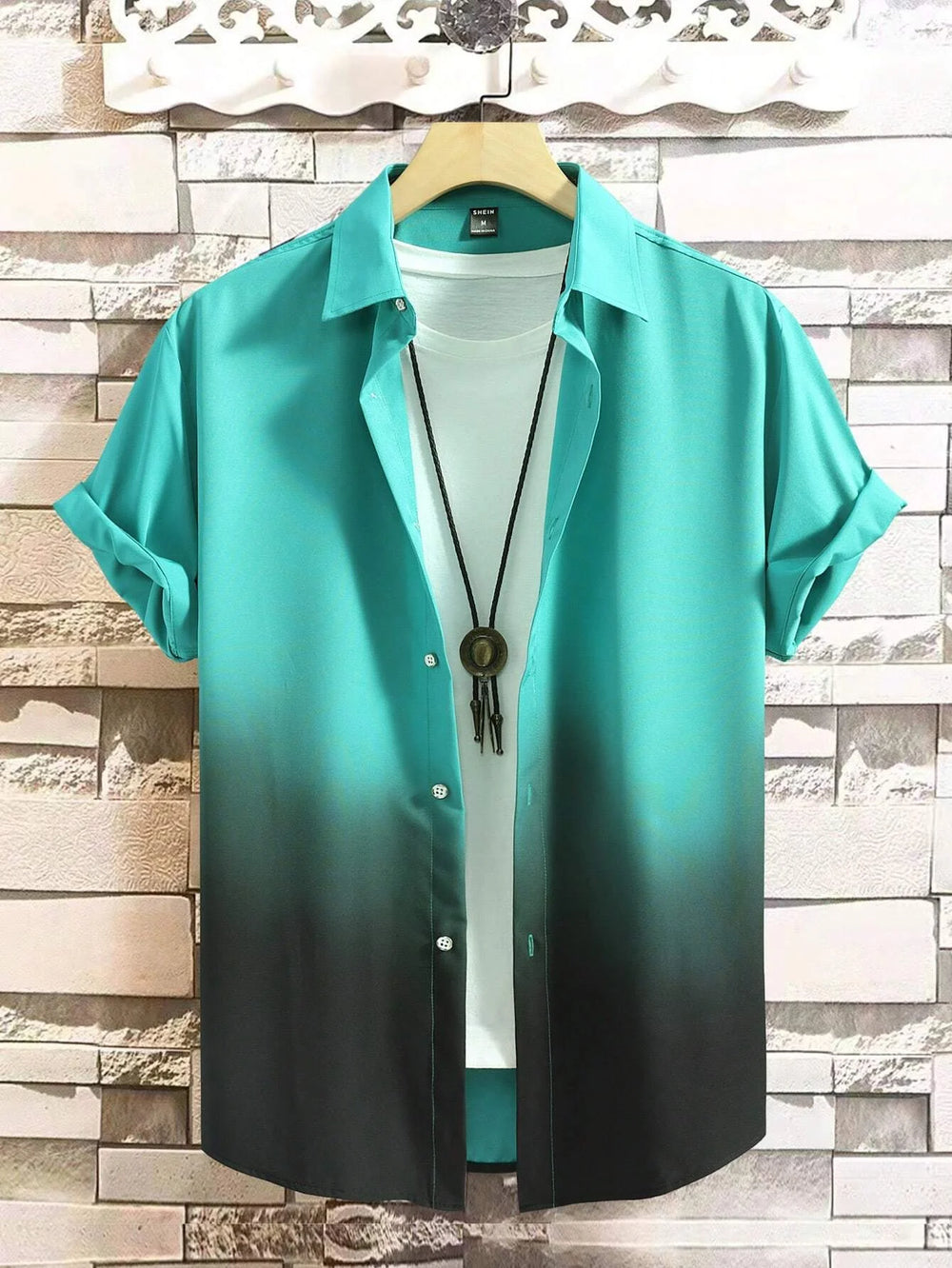 Men’s Gradient 3D Print Short Sleeve Shirt-HighTouch